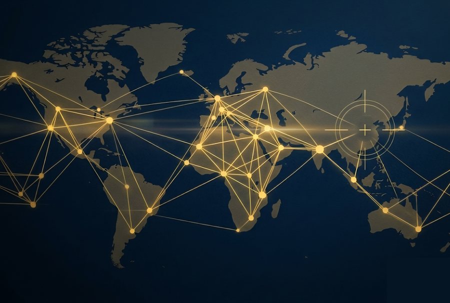 Global threat map showing simulated adversary attack paths